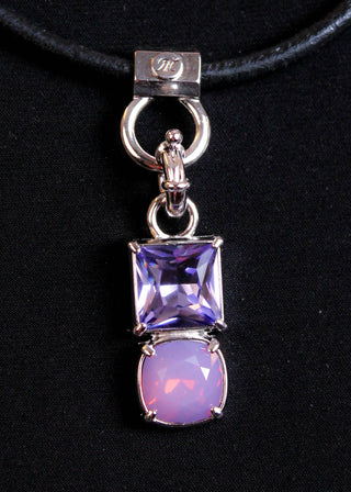 Myka Beth Detachable Pendant in Rose & Amethyst Swarovski Crystal detail view - Fashion Crossroads 