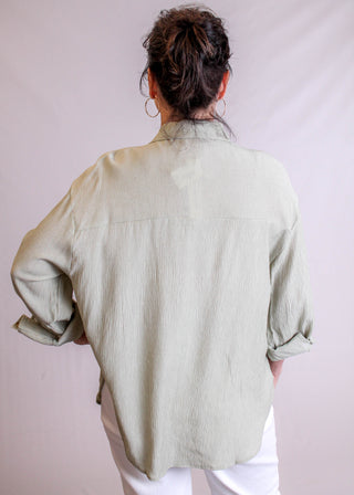 The Workshop Textured Button Down Shirt with Long Sleeves back view - Fashion Crossroads Inc.