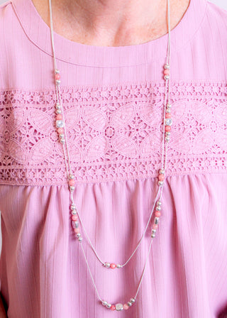 Two Strand Silver and Pink Necklace