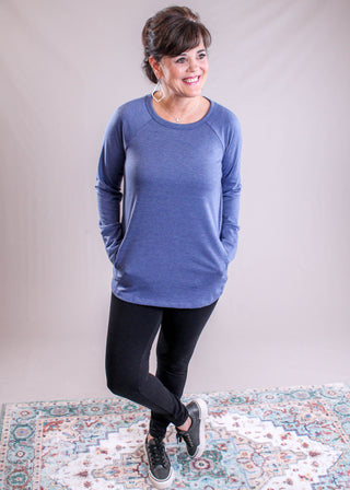 Staccato Long Sleeve Terry Top with Side Pockets