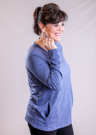 Staccato Long Sleeve Terry Top with Side Pockets