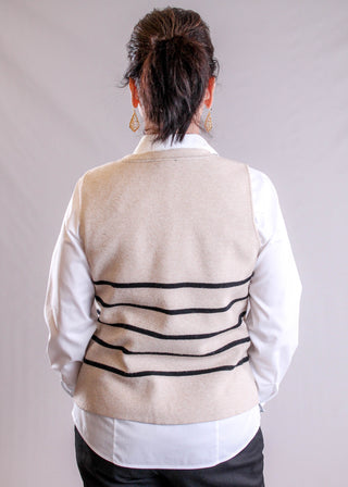 Tribal Sportswear Striped Sweater Vest with Buttons back view - Fashion Crossroads Inc.