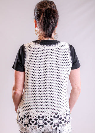 Charlie B Sleeveless Crochet Flower Top back view - Fashion Crossroads Inc.