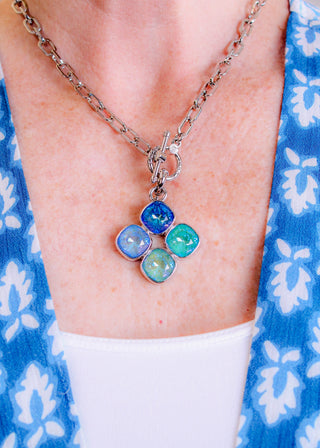 Myka 4 Cushion Detachable Pendant chain and pendant view - Fashion Crossroads Inc.