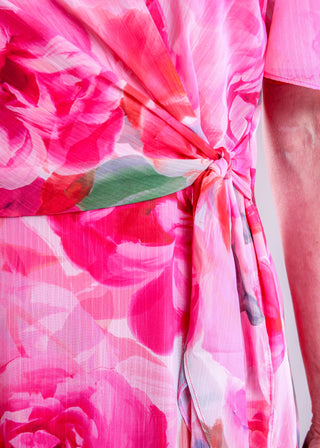 Maggie London Floral High-Low Dress with Tie Waist view - Fashion Crossroads Inc.