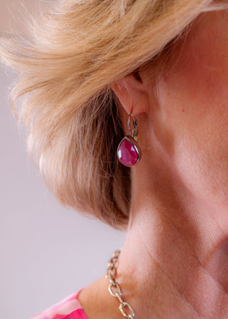 Myka Nina Euroback Earring with Peony Swarovski Crystal close up view - Fashion Crossroads Inc.