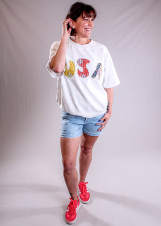 Democracy Utility Short With Pockets model view - Fashion Crossroads Inc