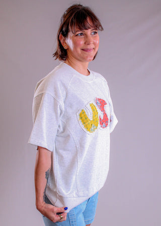 Easel Short Sleeve U.S.A. Patch Top side view - Fashion Crossroads Inc