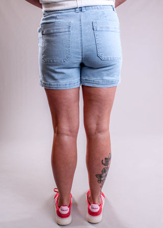 Democracy Utility Short With Pockets back view - Fashion Crossroads Inc