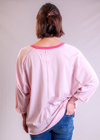 Easel 3/4 Sleeve Wild Horses Western Print Top back view - Fashion Crossroads Inc.