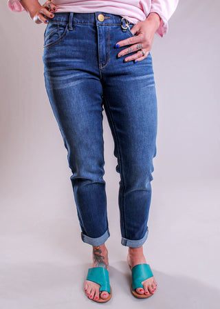 Democracy 27 inch Inseam Girlfriend Jean With Cuff front view - Fashion Crossroads Inc.