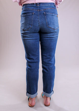 Democracy 27 inch Inseam Girlfriend Jean With Cuff back view - Fashion Crossroads Inc.
