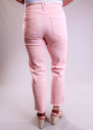 Democracy 27inch inseam Slim Straight Leg jean Rose Bloom back - Fashion Crossroads Inc.