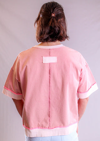 Easel Short Sleeve Star Patch Cropped Top back view - Fashion Crossroads Inc. 