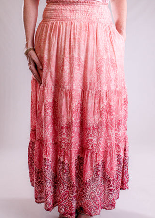 Liverpool Tiered Maxi Skirt front view - Fashion Crossroads Inc