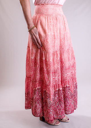 Liverpool Tiered Maxi Skirt side view - Fashion Crossroads Inc