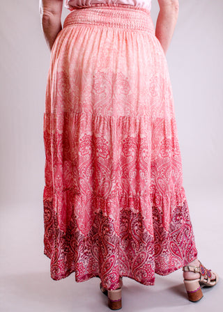 Liverpool Tiered Maxi Skirt back view - Fashion Crossroads Inc