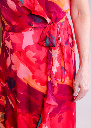 Maggie London Sleeveless Maxi Dress with Ruffle Hem detail view - Fashion Crossroads Inc
