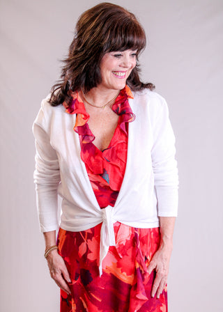 Charlie B Bolero Sweater with Tie Front