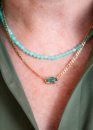 Kendra Scott Elisa Figaro Necklace in Aqua Illusion layered view - Fashion Crossroads Inc.