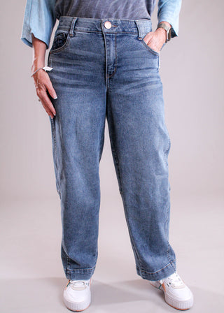 Democracy Absolution Barrel Leg Jean uncuffed view - Fashion Crossroads Inc.