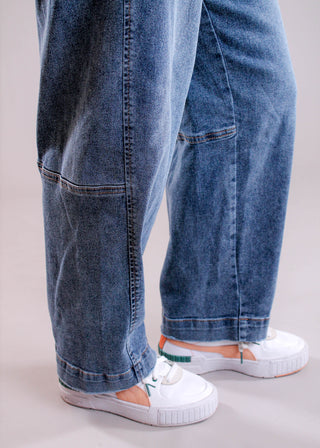 Democracy Absolution Barrel Leg Jean hem view - Fashion Crossroads Inc.