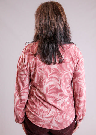 Democracy Embroidered Scoop Neck Top with Long Sleeves back view - Fashion Crossroads Inc. 