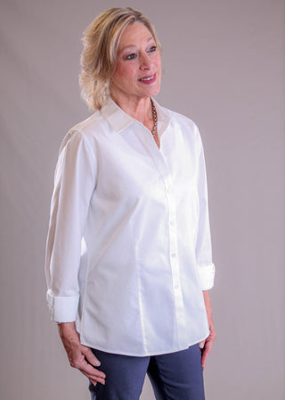 Foxcroft Dianna Long Sleeve Button Down Blouse