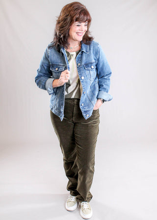 Liverpool Jean Jacket Front View - Fashion Crossroads Inc