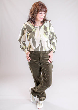 Tribal Sportswear Straight Leg Corduroy Pant Model View - Fashion Crossroads Inc