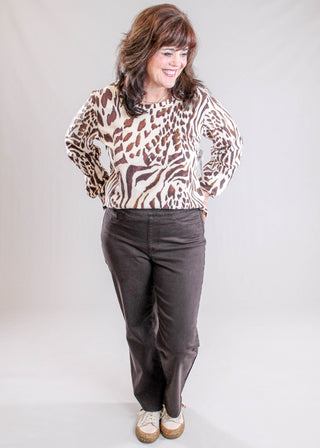 French Dressing Pull On Straight Leg Ankle Pant Front View - Fashion Crossroads Inc