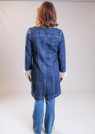 Liverpool Sherpa Trimmed Long Denim Coat