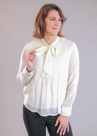 She + Sky Long Sleeve Pintuck Blouse