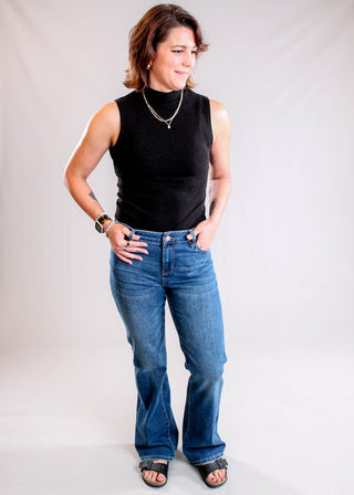 She + Sky Sleeveless Mock Neck Bodysuit