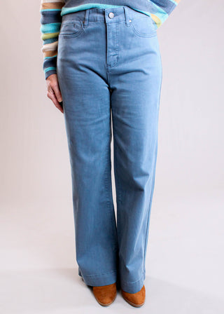 Tribal Sportswear Comfort Stretch Wide Leg Jean front in Slate Blue - Fashion Crossroads Inc.
