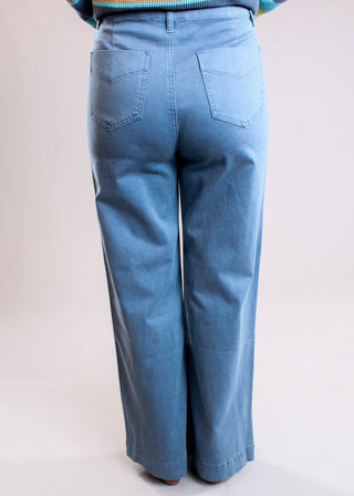 Tribal Sportswear Comfort Stretch Wide Leg Jean back in Slate Blue - Fashion Crossroads Inc.