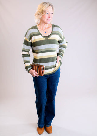 Tribal Sportswear Combed Cotton U Neck Waffle Sweater Model View - Fashion Crossroads Inc