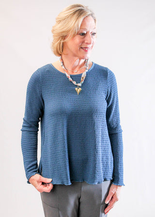 Sympli Pop Crew Neck Top with Long Sleeves