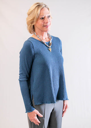 Sympli Pop Crew Neck Top with Long Sleeves