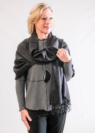 Sympli Pop Contrast Collage Top with Long Sleeves