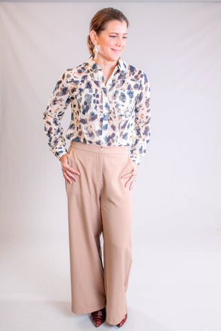 Charlie B Long Sleeve Animal Print Button Up Top