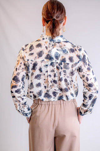 Charlie B Long Sleeve Animal Print Button Up Top