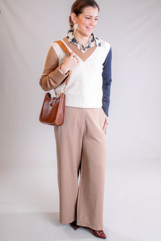 Charlie B Color Block V Neck Sweater