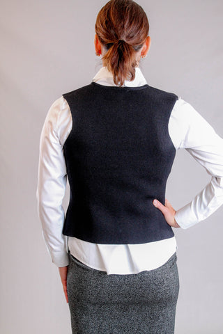 She + Sky Sweater Vest with Gold Buttons