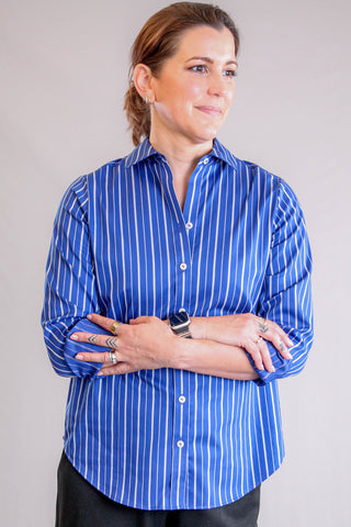 Foxcroft Margie Long Sleeve Striped Button Down Shirt