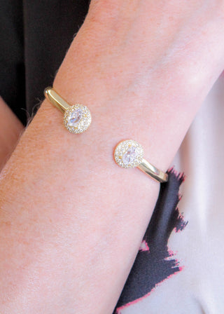 Kendra Scott Bella Cuff Bracelet in Gold and White CZ  - Fashion Crossroads Inc