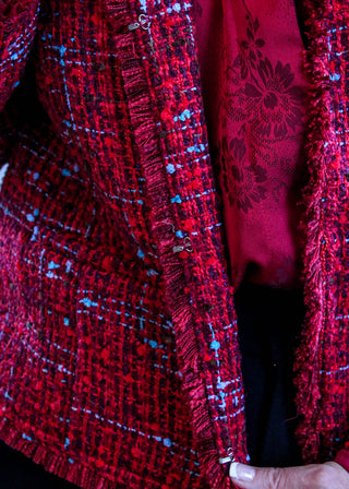 Liverpool Collarless Jacket hook and eye view - Fashion Crossroads Inc.