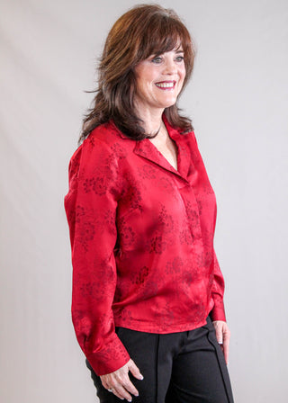 Liverpool Long Sleeve Woven Blouse side view - Fashion Crossroads Inc.