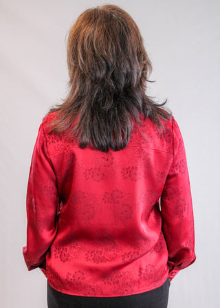 Liverpool Long Sleeve Woven Blouse back view - Fashion Crossroads Inc.