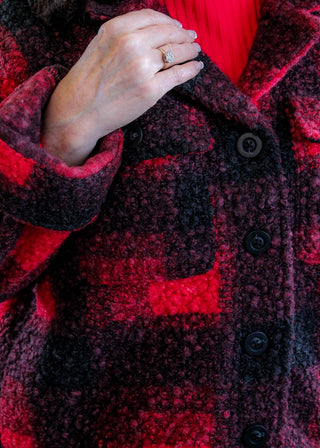 Liverpool Button Front Boxy Shacket detailed view - Fashion Crossroads Inc.